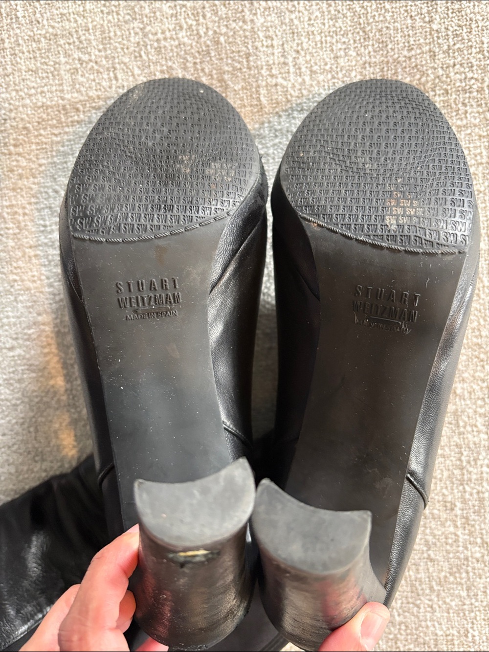 Stuart Weitzman Black Leather Stretch Over the Knee Boots 9.5N High Heel W01260 - Picture 6 of 8